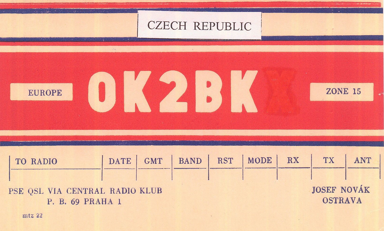 Josef Novak's QSL